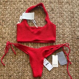 Bond-eye Vibrant Red Textured Bikini